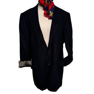 Oscar de la Renta wool cashmere blend navy blue blazer jacket sportcoat size 42R